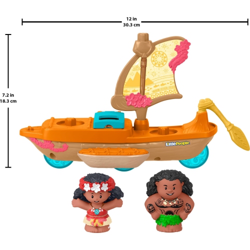 Fisher-Price Little People Toddler Toys Disney Princess Moana & Maui’s Canoe Sail Boat with 2 Figures for Ages 18+ M..