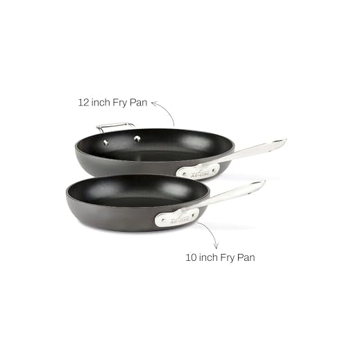 All-Clad E7859064 HA1 Hard Anodized Nonstick Fry Pan Cookware Set, 10 Inch and 12 Inch Fry Pan, 2 Piece, Black