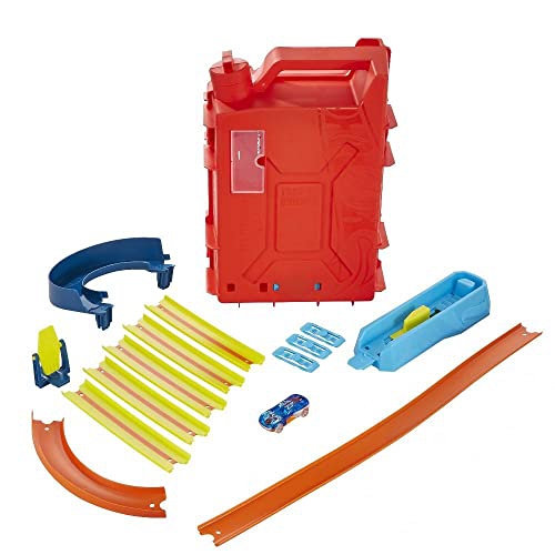 Hot Wheels Track Builder Unlimited Playset Fuel Can Stunt Box, 14 Component Parts & 1:64 Scale Toy Car