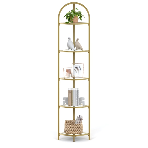 VASAGLE 5Tier Corner Shelf Stand, Corner Bookshelf, Bathroom Organizer
