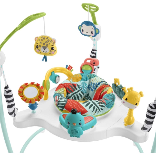 Fisher-Price Jumperoo Baby Activity Center with Lights Sounds and Music, Interactive Baby Bouncer, Jumping Jungle