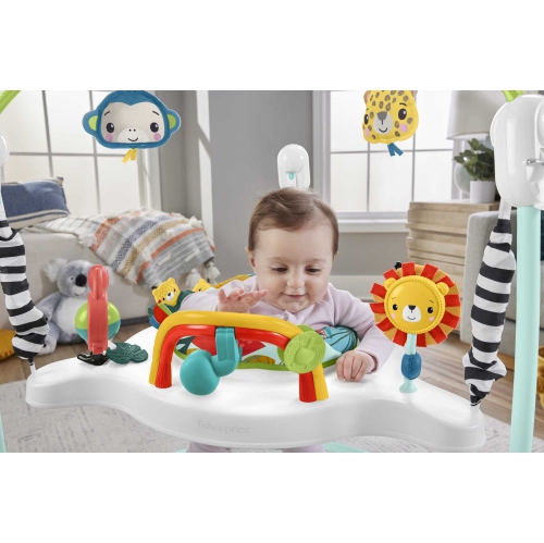 Fisher-Price Jumperoo Baby Activity Center with Lights Sounds and Music, Interactive Baby Bouncer, Jumping Jungle