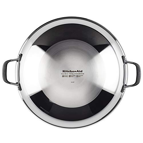 KitchenAid - 5-Ply Clad Polished Stainless Steel Wok, Induction Cooktop Compatible