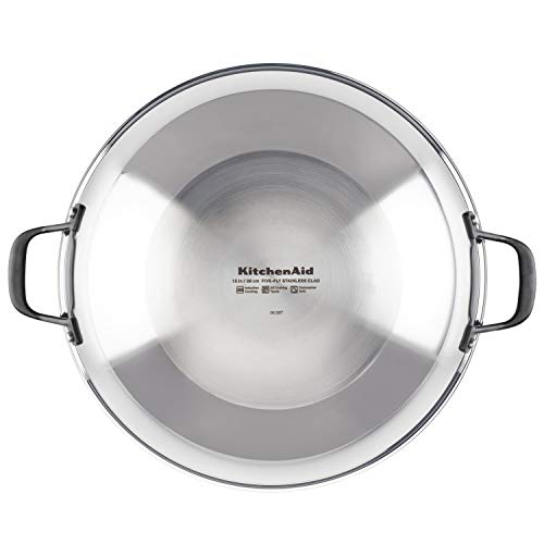 KitchenAid - 5-Ply Clad Polished Stainless Steel Wok, Induction Cooktop Compatible