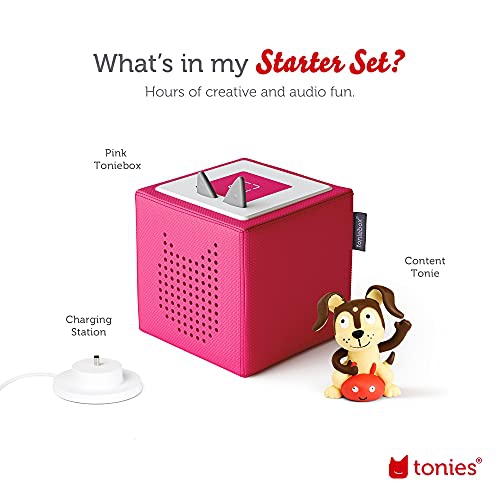 Toniebox Audio Player Starter Set with Playtime Puppy - Listen, Learn, and Play with One Huggable Little Box - Pink