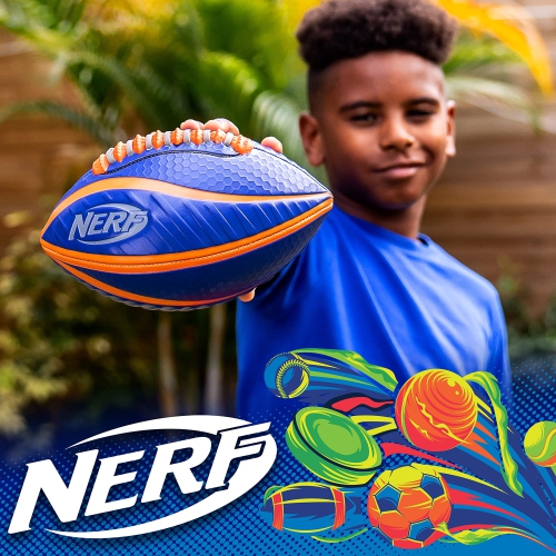 Nerf Spiral Grip Mini Football - Patented Spacelace for Ultimate Spirals - Machine Stitched Construction - Pump Included