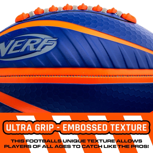 Nerf Spiral Grip Mini Football - Patented Spacelace for Ultimate Spirals - Machine Stitched Construction - Pump Included