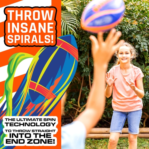 Nerf Spiral Grip Mini Football - Patented Spacelace for Ultimate Spirals - Machine Stitched Construction - Pump Included