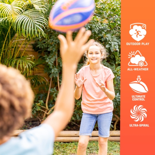 Nerf Spiral Grip Mini Football - Patented Spacelace for Ultimate Spirals - Machine Stitched Construction - Pump Included