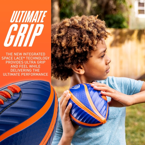 Nerf Spiral Grip Mini Football - Patented Spacelace for Ultimate Spirals - Machine Stitched Construction - Pump Included