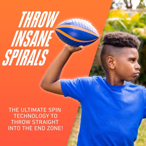 Nerf Spiral Grip Mini Football - Patented Spacelace for Ultimate Spirals - Machine Stitched Construction - Pump Included