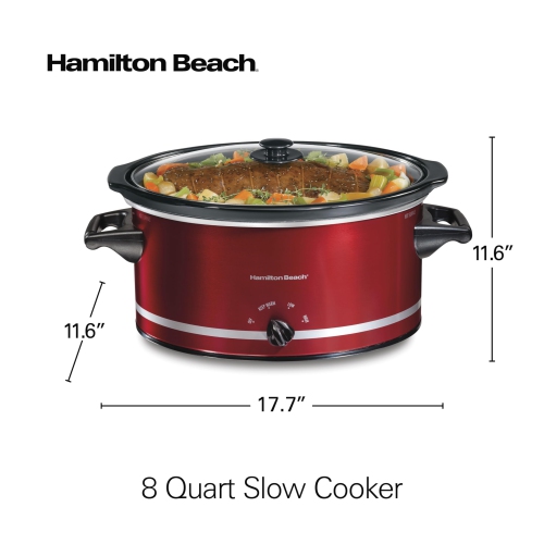 Hamilton-Beach 33184 Quart Slow Cooker, Metallic Red