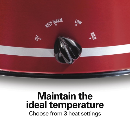 Hamilton-Beach 33184 Quart Slow Cooker, Metallic Red