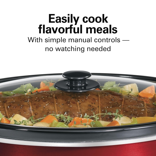 Hamilton-Beach 33184 Quart Slow Cooker, Metallic Red