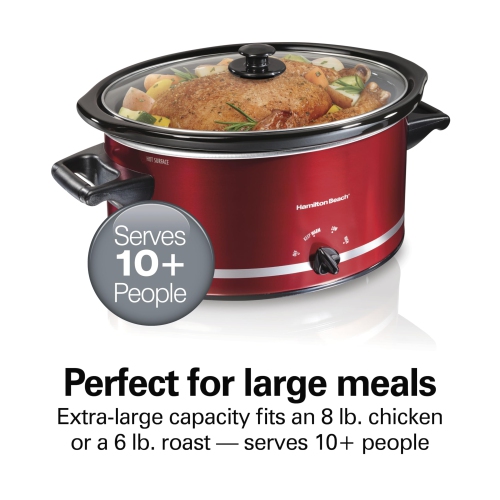 Hamilton-Beach 33184 Quart Slow Cooker, Metallic Red