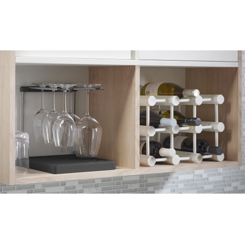 KOHLER Collapsible Wine Glass Holder or Drying Rack. Collapsible to 1.25", Holds up to 6 Glasses, Charcoal