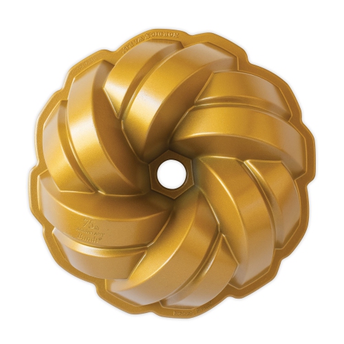Nordic Ware NW 95577 75th Anniversary Braided Rope Bundt Cake Pan, Gold 12 Cup Capacity