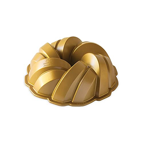 Nordic Ware NW 95577 75th Anniversary Braided Rope Bundt Cake Pan, Gold 12 Cup Capacity