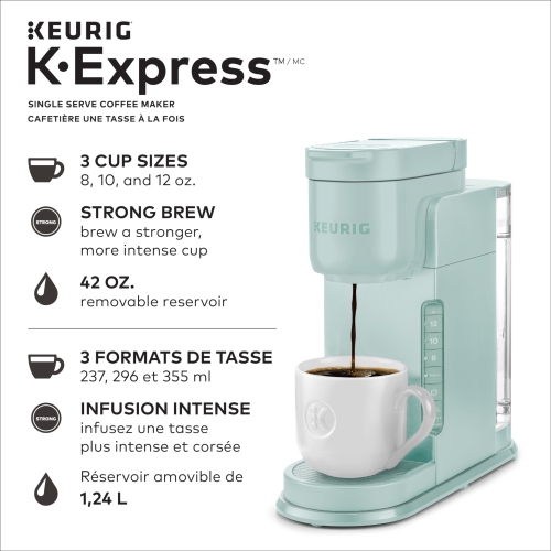 Keurig K-Express Single Serve K-Cup Pod Coffee Maker, Mint, With A Removable Reservoir And Strong Button Function