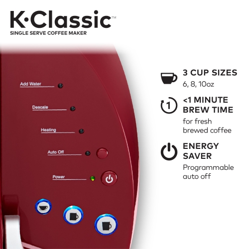 Cafetière K-Classic de Keurig, cafetière à une tasse K-Cup, 6 à 10 oz. Formats d'infusion, rhubarbe