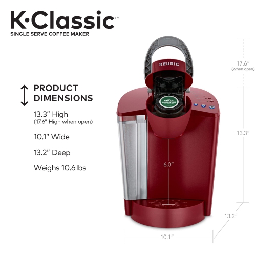 Cafetière K-Classic de Keurig, cafetière à une tasse K-Cup, 6 à 10 oz. Formats d'infusion, rhubarbe