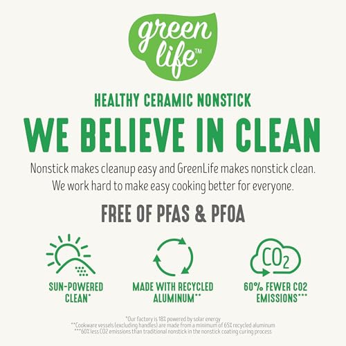 GreenLife Soft Grip Healthy Ceramic Nonstick 7" and 10" Frying Egg Omeltte Pan Skillet Set, PFAS-Free, Dishwasher Safe..