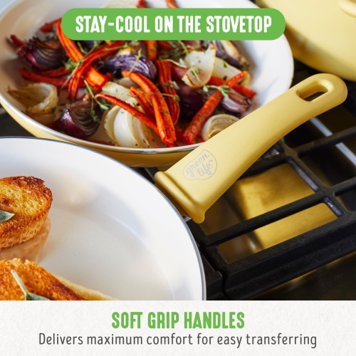 GreenLife Soft Grip Healthy Ceramic Nonstick 7" and 10" Frying Egg Omeltte Pan Skillet Set, PFAS-Free, Dishwasher Safe..