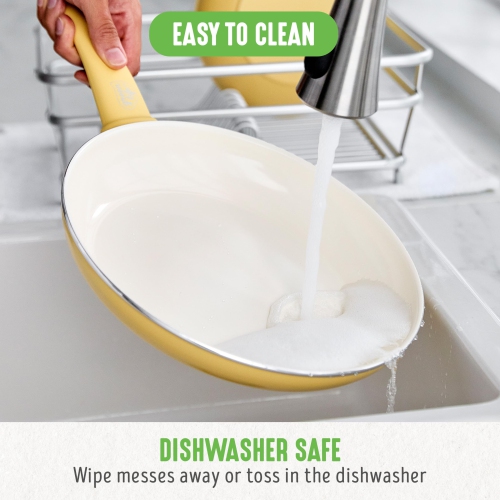 GreenLife Soft Grip Healthy Ceramic Nonstick 7" and 10" Frying Egg Omeltte Pan Skillet Set, PFAS-Free, Dishwasher Safe..