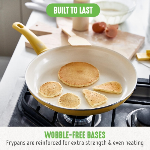 GreenLife Soft Grip Healthy Ceramic Nonstick 7" and 10" Frying Egg Omeltte Pan Skillet Set, PFAS-Free, Dishwasher Safe..