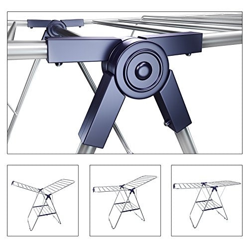 Séchoir à linge SONGMICS, support à linge, Airer d'intérieur autonome, 21,7 x 58,3 x 39,4 po, ULL argenté et bleu.