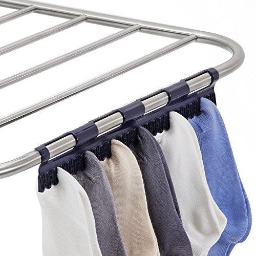Séchoir à linge SONGMICS, support à linge, Airer d'intérieur autonome, 21,7 x 58,3 x 39,4 po, ULL argenté et bleu.