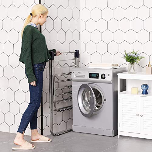 Séchoir à linge SONGMICS, support à linge, Airer d'intérieur autonome, 21,7 x 58,3 x 39,4 po, ULL argenté et bleu.