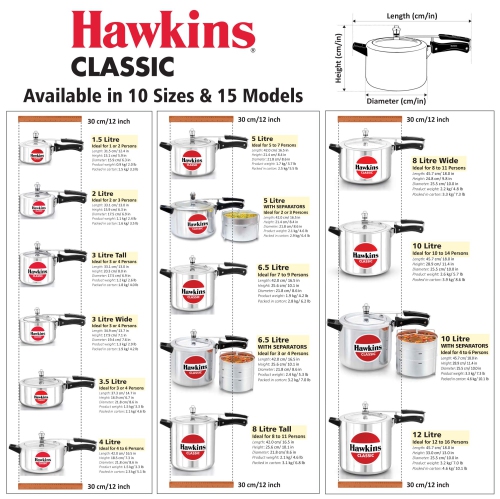 Hawkins – 6,5 L de cuiseur classique HACL65, petit, argenté