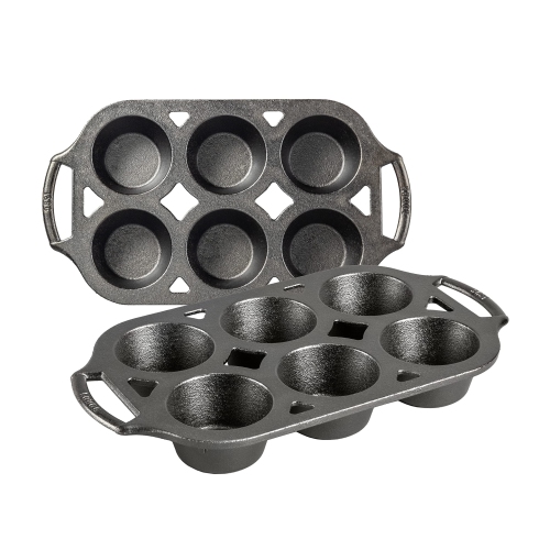 Image 1 of 6.. Lodge Cast Iron 2 Piece Muffin Pan Set