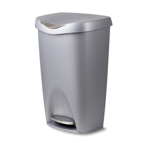 Umbra Brim Kitchen Trash Can 13 Gallon Waste Bin with Lid, Silver