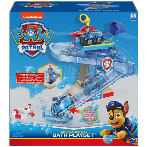 Ensemble de jeu pour le bain PAT'Patrouille avec véhicule Chase lumineux et jouet pour le bain pour enfants de 3 ans et plus