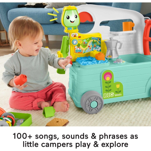 Fisher-Price Laugh & Learn 3-in-1 On-the-Go Camper - English & French Edition, musical push-along walker and activity ..
