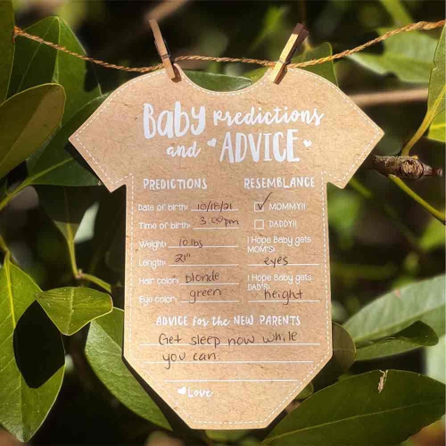 Kate Aspen 28440NA Baby Prediction/Advice Card, Shower Game One Size Kraft, white