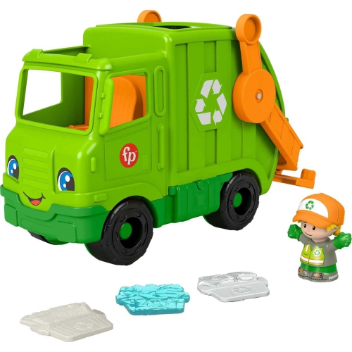 Fisher-Price Little People Musical Toddler Toy Recycling Truck Garbage Vehicle with Figure for Pretend Play Ages 1+ Ye..