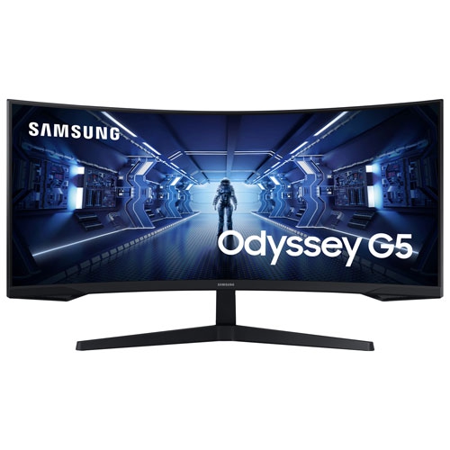 Refurbished - Samsung Odyssey G5 34" WQHD 165Hz 1ms GTG Curved VA LED FreeSync Gaming Monitor (LC34G55TWWNXZA) - Black