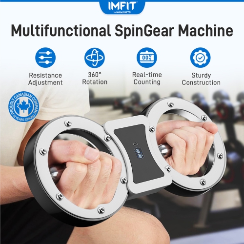 IMFIT SpinGear Spinning Burn Rotator Machine | Dual-Arm Design | Adjustable Resistance, 360-Degree Rotation Anti-Slip Handle Real-Time Tracking LCD