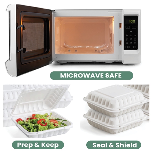 250-Count Single Compartment Hinged White Take Out Containers - 6"