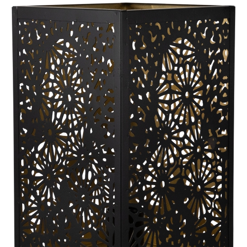 Floral Laser-Cut Iron Table Lamp - 11" - Black and Gold