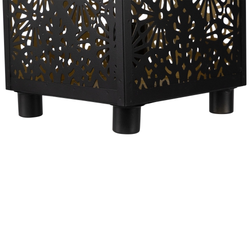Floral Laser-Cut Iron Table Lamp - 11" - Black and Gold
