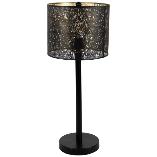 Lampe de table en fer découpé au laser avec abat-jour - 24,5 po - Noir et doré