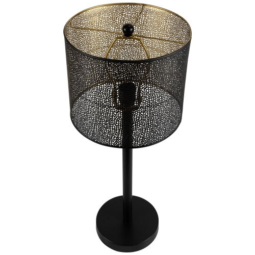 Lampe de table en fer découpé au laser avec abat-jour - 24,5 po - Noir et doré