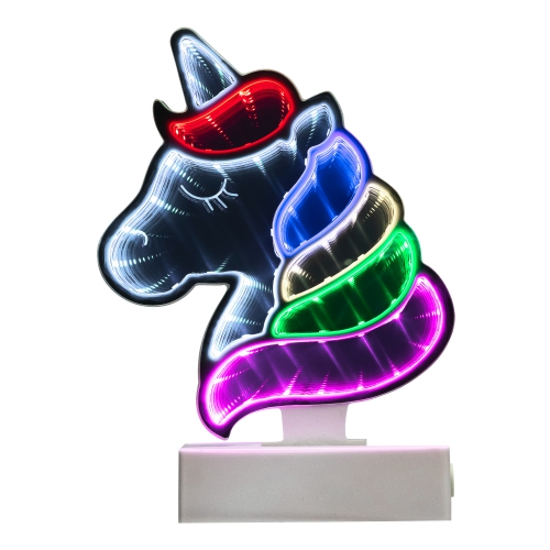 LED Lighted 3D Unicorn Infinity Mirror - 8"