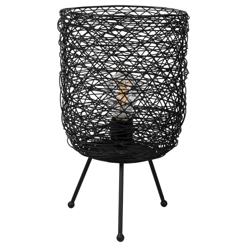 Basket Weave-Style Iron Table Lamp - 14.5" - Black
