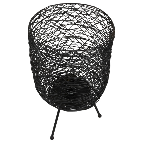 Basket Weave-Style Iron Table Lamp - 14.5" - Black