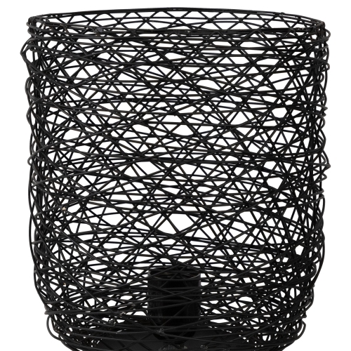 Basket Weave-Style Iron Table Lamp - 14.5" - Black